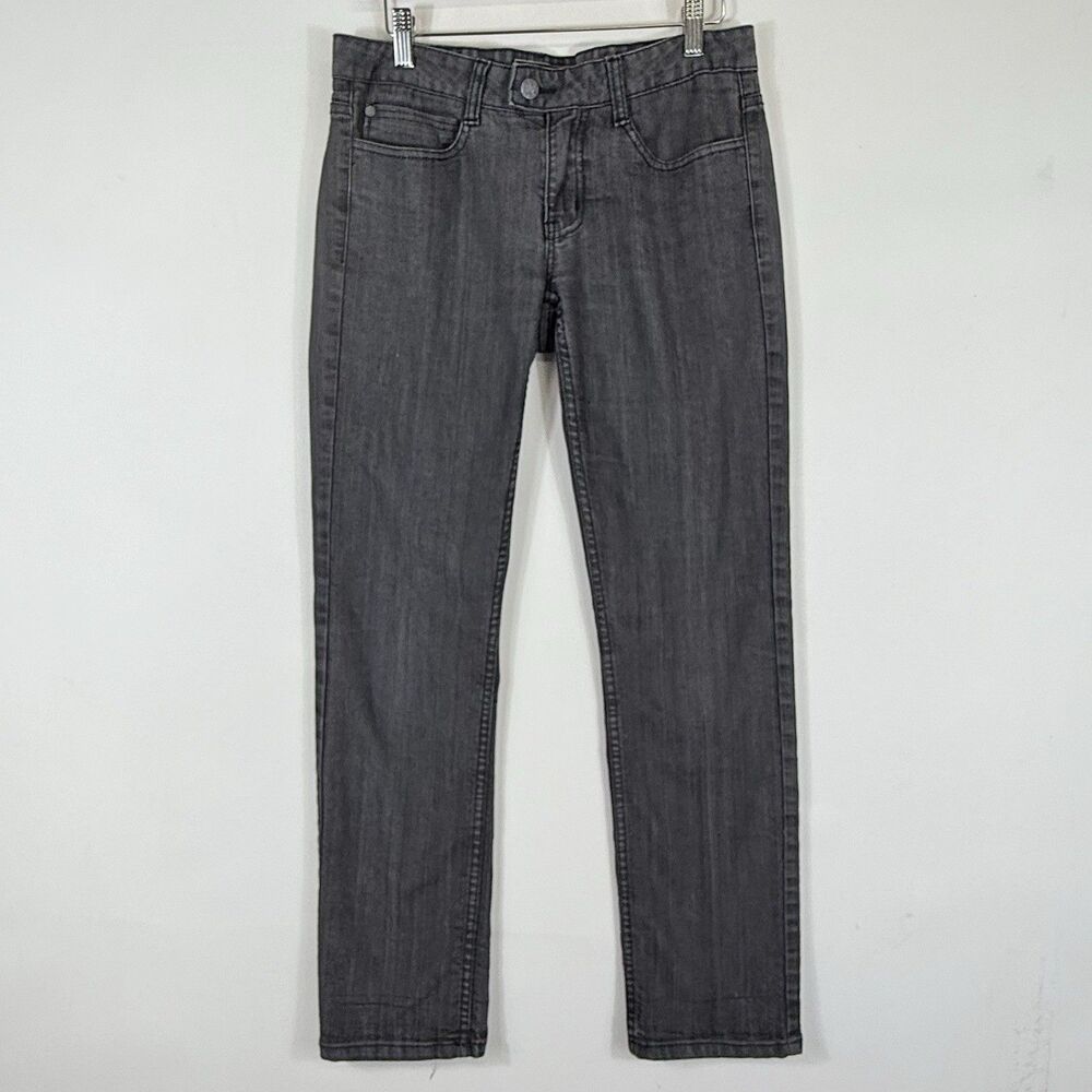 Prana Jeans Womens 2 Grey Vintage Wash‎ Straight Leg Low Rise Indie Moto Grunge